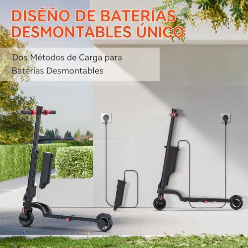 HX X6 Patinete Eléctrico para Adultos,4 Pliegues Commuting Urbano, el Portátil de los Scooter, Motor 350W y Batería Extraíble, Autonomía 20-40km, Doble Freno, E-Scooter para Jóvenes y Adultos