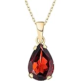 14K Gold Plated Gemstone Necklace for Women - Birthestone Teardrop Necklace - Gold Jewelry for Women - Dainty Gold Necklace - Everyday Necklaces - Gold Necklaces for Women
