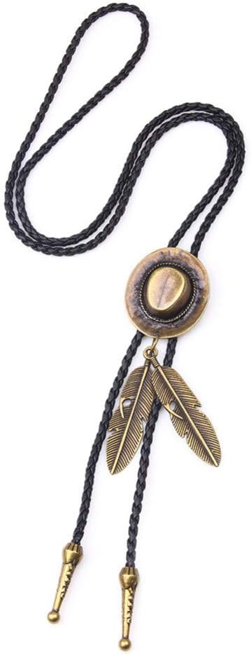 DDHHQ and The United States Cowboy Hat Alloy Feather Men and Women Couples Leather Rope Long Necklace Chain Sweater Chain