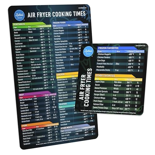 Lotteli Kitchen Air Fryer Magnetic Cheat Sheet, Air Fryer Cookbook, Black