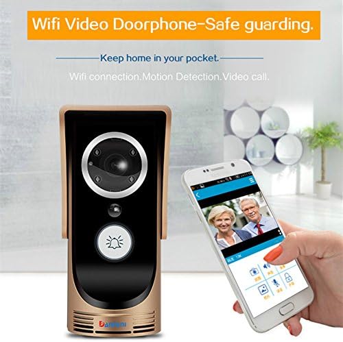 Wifi Video Doorbell , Smart Doorbell 720P HD Security Camera with 8G Memory Storage, Real-Time Video and Two-Way Talk, Night Vision, PIR Motion Detection and App Control for iOS and Android