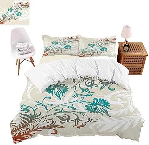 Prunushome 4点セット ポリエステルセット 葉の内側 サークル モノクロ 母なる地球の芸術的なイラスト グレー ホワイト ソフト シルキー California King