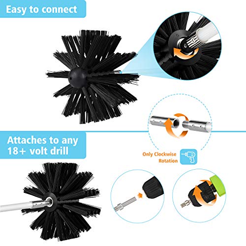 Oak Leaf Dryer Vent Cleaner Kit 12 Feet, Flexible 9 Rods Dry Duct Cleaning Kit Chimney Sweep Brush with Brush Head and Dryer Lint Brush, Extend up to 12 Feet, Use with or Without a Power Drill