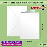 Papa Prints Pack of 20 A5 Blank Cards and Envelopes 350 GSM White Eco-Friendly view 2