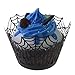UNIQLED Pack of 50 Laser Cut Bake Cake Hollow Paper Cups Liner Cupcake Wrappers Baking Cup Muffin Holder Case for Halloween Fancy Party Decoration (Black Spiderweb)