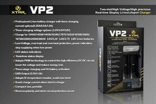 XTAR VP2 Intellicharger LCD Display Li-ion Battery Charger (Upgrade from XTAR VP1)