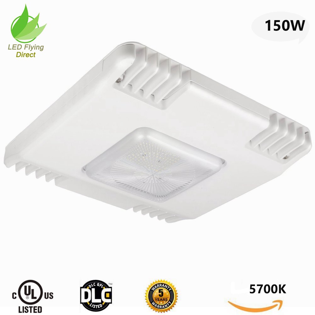 LED Flying Direct 150W LED Canopy Ceiling Light - Ultra Efficient Recessed Surface Mount Gas Station Light - High Bay Carport or Parking Garage Lamp 19500lm 5700k UL DLC Approved (150w 5700K-100-277V)