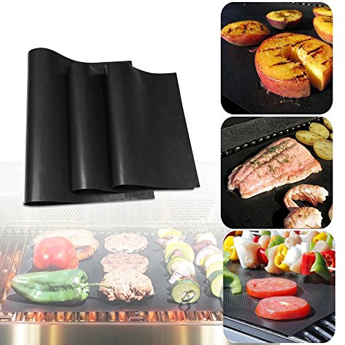 Aoweika 5 Pezzi Tappetini per Barbecue(40x50 cm), Tappetino per Barbecue Riutilizzabile Resistente al Calore e Ideale per Forno, Barbecue, Griglia, Arrosto