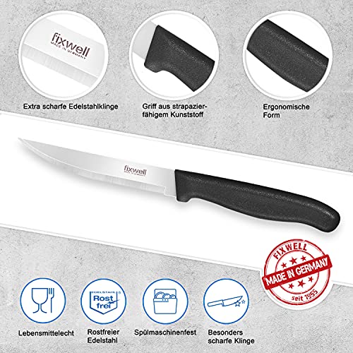 Fixwell® Steakmesser, schwarz I sehr scharfes Fleisch-Messer, ideal für den Esstisch und Grillfleisch – sehr langlebig, rostfrei | spülmaschinenfest & lebensmittelecht | 100% Made in Germany seit 1955 thumbnail 2
