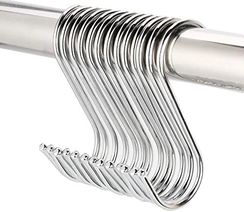 Guard 15 Pack 6 Inch Round S Hooks,S Shaped Anti-Corrosion Durable Heavy Duty S Type Hooks Kitchen Pot Pan Utensils Hanger Clothes Storage Rack,Multiple Use,Solid 304 Stainless Steel Finish