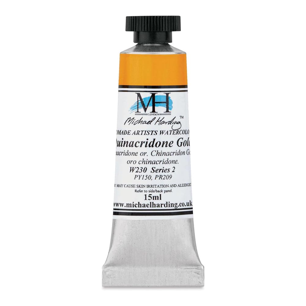 Michael Harding Professional Watercolor Paint - Quinacridone Gold | 15ml Tube | Rich, Transparent Pigment