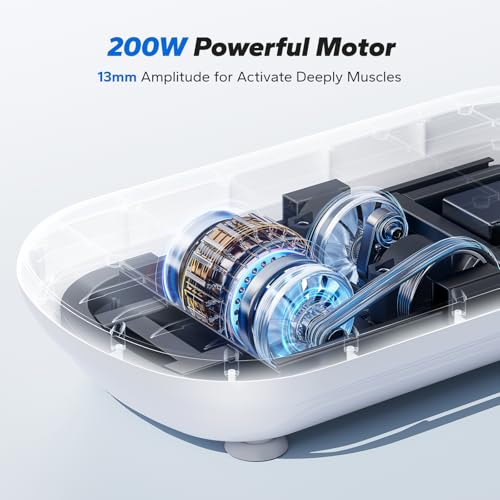 MERACH Powerful Vibration Plate Exercise Machine for Weight Loss and Shaping, 13 mm Large Amplitude, 200 kg Weight Capacity, Silicone Pedal, Built-in Bluetooth Speaker