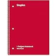 Staples 321463 1-Subject Notebook 8-Inch X 10.5-Inch Wide Rule 70 Sh. Assorted (27497M)