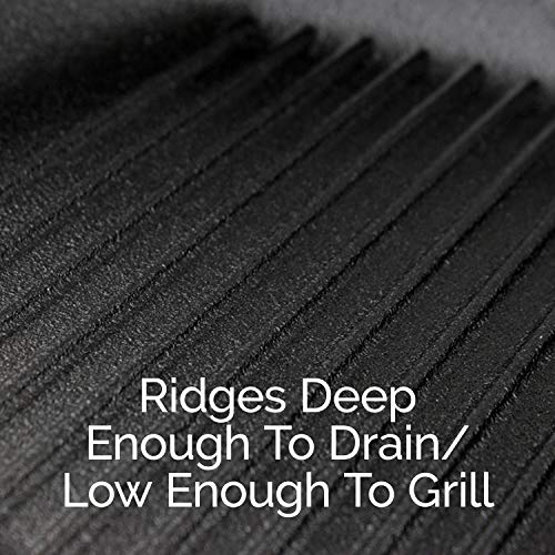 Pre-Seasoned Cast Iron Grill Skillet Pan 12 Inch (11 Inches Square). Stove and Oven Safe. For Camping and Barbecue. By Fresh Australian Kitchen.