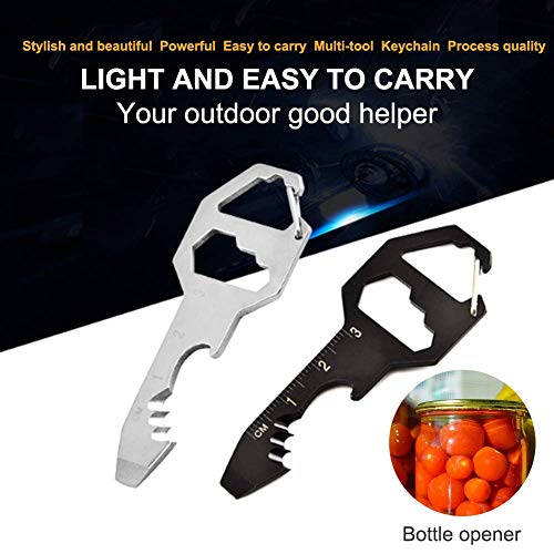 2PCS Keychain Bottle Opener Multi Tool, 100 Stainless Steel EDC Gadget