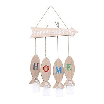 Amazon Com Lioobo Rustic Wooden Wall Hanging Glass Vase Letter