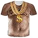 Goodstoworld Funny Graphic Tees for Men Hairy Chest Youth Teen Boys Short Sleeve Tacky T-Shirts Classic 3D Print Ugly Bare Belly Dollars Necklace Vulgar Shirts for Women Male Female Clothes Medium