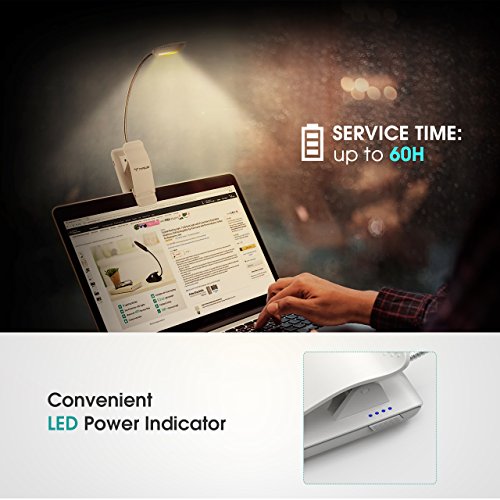 image for 7 LED Clip Reading Light, TopElek Book Light with 9-Level Brightness(W