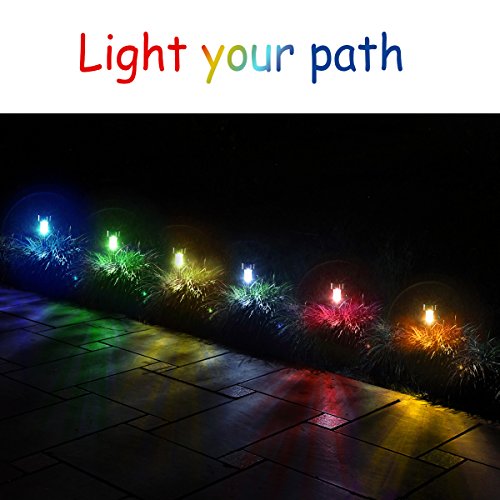 KODOO Solar Garden Lights Outdoor, 6Color 12Pack Stainless Steel Led Pathway Lights for Patio, Lawn, Yard and Walkway