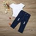 2PCS/ Set Toraway Toddler Kid Baby Girl Off Shoulder Solid Blouse Tops+ Jeans Pants Clothes Outfit (2T, White)
