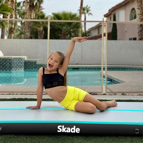 SKADE 300 X 100 CM Inflatable Air Tumbling Mat Gymnastics Tumble Track with Electric Air Pump & Storage Bag, 10 CM Thickness Air Mats for Home Use, Training, Cheerleading, Water Yoga