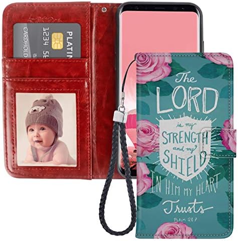 Samsung Galaxy S6 Wallet Case Bible Verse PU Leather Card Holder Phone Cover with Kickstand Wrist Strap for Bible Verse Samsung Galaxy S6 Case
