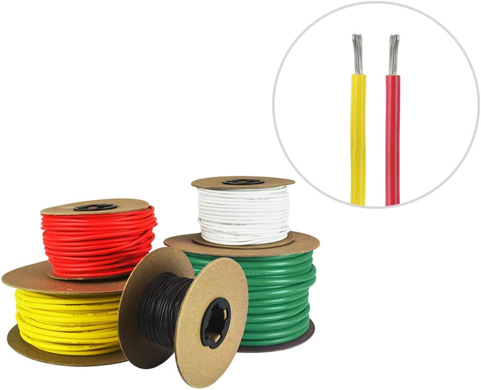 16 AWG Marine Wire - Tinned Copper Primary Boat Cable - Available in Black, Red, Yellow, Green, and White - Made in The USA : Sports & Outdoors