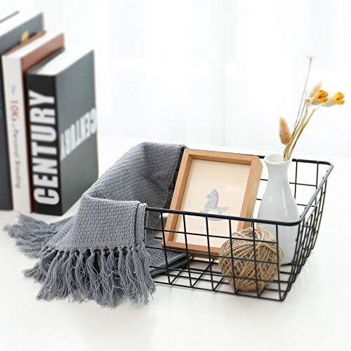 Iron Storage Basket Drawer Organizer Bath/Kitchen/Laundry Rooms Storage Basket Desktop Storage (White) - Thumbnail 4