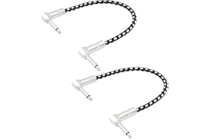 LANMINGLEL Right Angle 1/4 Inch Instrument Cable Short TS Guitar Cable Electric Guitar Amp Cord 6.35mm Stereo Audio Cable for Guitar Bass Keyboard and Pro Audio 2 Pack(1FT)