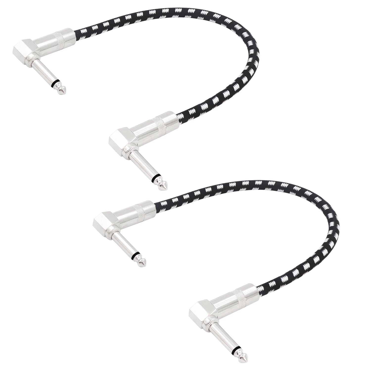 LANMINGLEL Right Angle 1/4 Inch Instrument Cable Short TS Guitar Cable Electric Guitar Amp Cord 6.35mm Stereo Audio Cable for Guitar Bass Keyboard and Pro Audio 2 Pack(1FT)