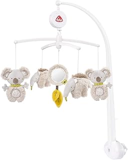 Fehn 064070 Musik-Mobile Australia – Spieluhr-Mobile mit niedlichen Tierchen in sanftem Grau – Für Babys von 0-5 Monaten – Höhe: 65 cm, ø 40 cm