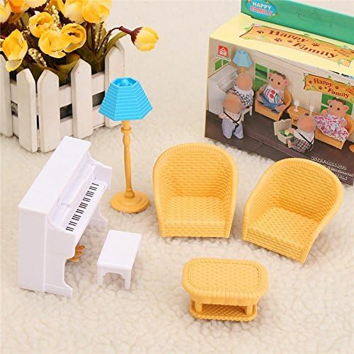 BUNITA,Furniture Toys Dollhouse Sofa Piano Table Miniature Furniture Sets For Sylvanian Family Accessories Kids Gift Toys,Dollhouse