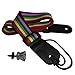 Neweights Cotton Rainbow Color Ukulele Strap with Leather End and Uke Strap Button and eBook - Length: 49in