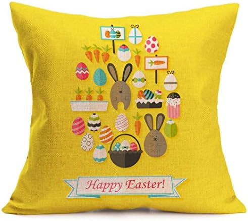 Easter Pillowcase iCystore,Happy Easter Printing Square Sofa Bed Family Decoration Festival Pillow Case Cushion Cover (S)