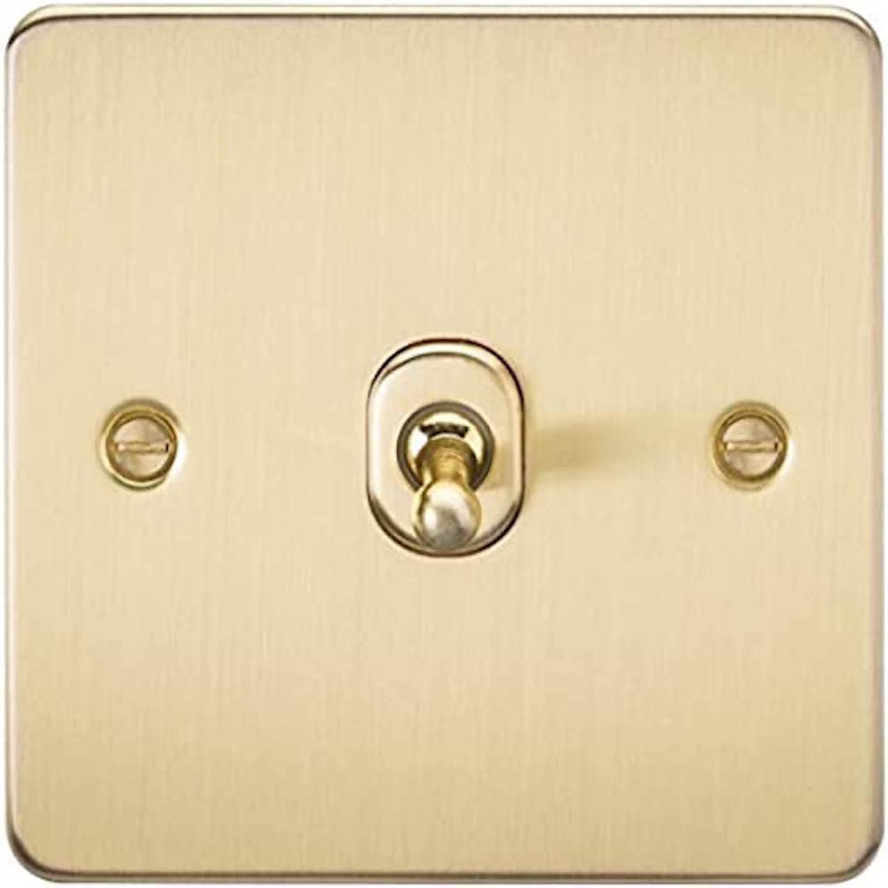 Knightsbridge FPAV12TOGBB Flat Plate 10A 1G Intermediate Toggle Switch-Brushed Brass, 230 V