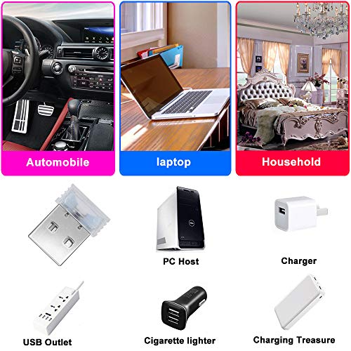image for CIIHON 2Pcs USB Car Interior Atmosphere Light RGB LED Mini Night Light