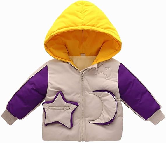 Amazon Co Jp Yayarunka ベビー服 コート 男の子 女の子 ジャンパー 冬 ダウン フード付き 長袖 星 月 お出かけ 保温 防風 防寒 赤ちゃん 温かい 服 ファッション小物