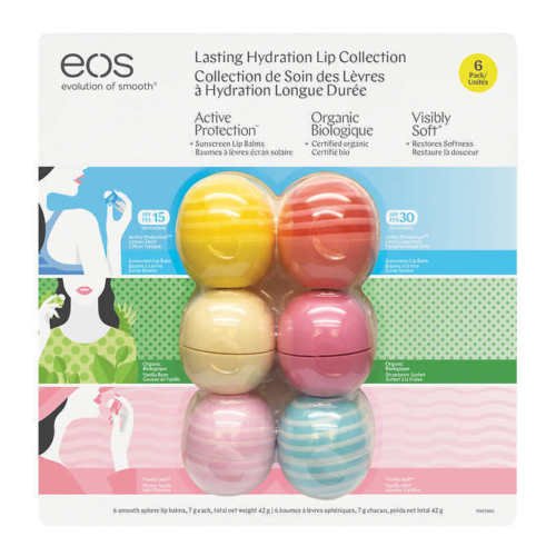 EOS Evolution of Smooth Lip Balm 6-Pack | Lemon Twist, Fresh Grapefruit, Vanilla Bean, Strawberry Sorbet, Honey Apple, Vanilla Mint