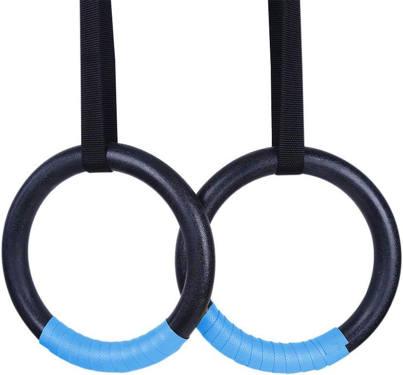 TANCHEN Gymnastic Rings with Adjustable Straps Fitness Gym Household Rings Muscle Strength Training Tools Includes 2 Non-Slip Textured Gymnastics Rings with 14.76ft Straps for Men and Girls