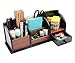 PAG Office Supplies Wood Desk Organizer Pen Holder Accessories Storage Caddy with Drawer, 8 Compartments, Brown