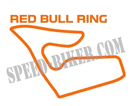 RED BULL RING RENNSTRECKE SILHOUETTE AUFKLEBER MOTORSPORT RENNSPORT STICKER 15cm, Farbe:Orange