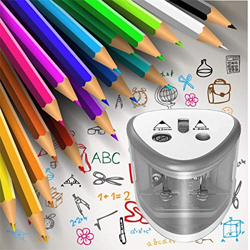 Electric Pencil Sharpener, Heavy Duty Pencil Sharpene With Dual Hole, Compact Pencil Sharpener Ideal For NO.2, Colored Pencils, Eyebrow Pencils, Battery-Operated Kids Safety Pencil Cutter for Artists - Thumbnail 6