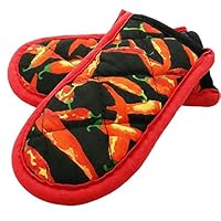 Aukuzi Cotton Handle Holders Hot Handle Sleeve Pot Holders Covers Maximum Temperature Handle Mitts Glove for BBQ Cooking Baking Kitchen 2-Pack (Red Peppers)
