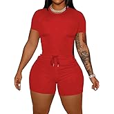 HBQ Women‘s 2 Piece Outfits Summer Sweatsuits Biker Short Workout Sets