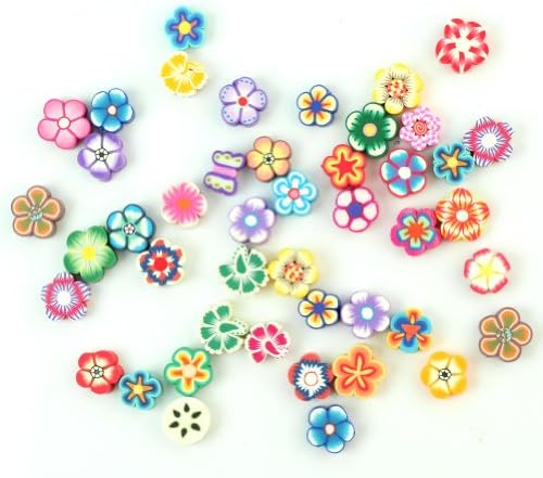 AllCraft 100pc Wholesale Mixed Color FIMO Polymer Clay Flowers Charm Spacer Beads