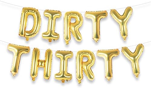 DIRTY THIRTY 16" Gold Foil Letter Balloon Banner Kit