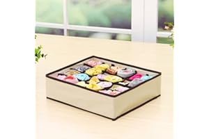 24-Compartment Fabric Drawer Organizer Foldable Storage Box for Socks Underwear Ties for Closet Home Space-Saving Portable, B