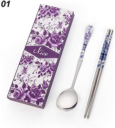 Stainless Steel Spoon Chopsticks Outdoor Gift Cartoon Portable Korean Custom Cutlery Set Dinnerware 2pcs/Set