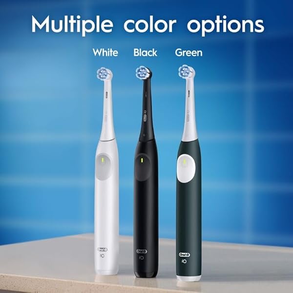 ORAL-B IO SERIES 2 RECHARGEABLE ELECTRIC POWERED TOOTHBRUSH STARTER KIT, NIGHT BLACK WITH 2 BRUSH HEADS – AUTOMATIC PRESSURE SENSOR TO PROTECT GUMS – 3 MODES – 2 MIN TIMER