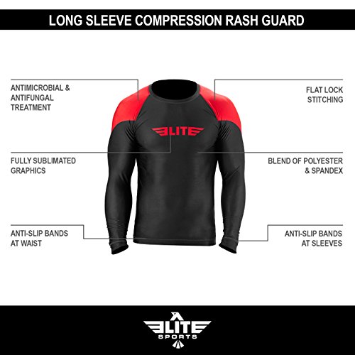 Elite Sports BJJ Jiu Jitsu Rash Guards, Men’s BJJ, No GI, MMA Ranked Full Sleeve Compression Elite Sports BJJ Jiu Jitsu Rash Guards, Men’s BJJ, No GI, MMA Ranked Full Sleeve Compression